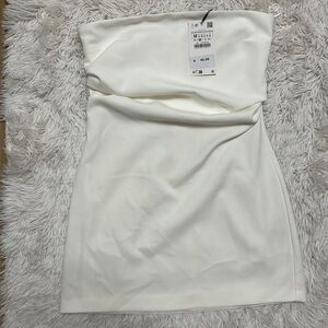 Strapless white #minidress #summerdress